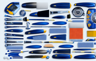 A professional car care kit with various tools and products like wax