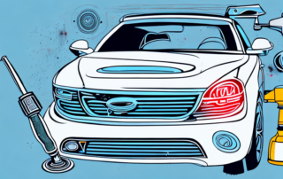 A car with various tools like a heat gun