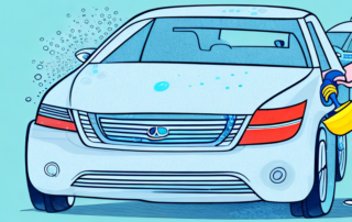 A car being washed in a driveway