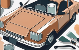 A car with patches of its paint being removed