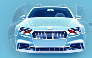 A 3d car model on a computer screen