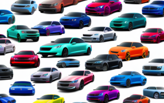 Several cars in various vibrant colors