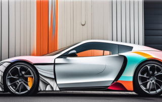 A car with half of it covered in a sleek