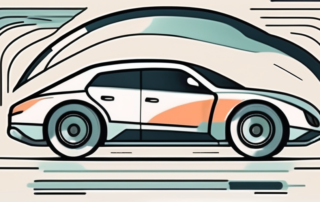 A car with a noticeable but undefined emblem on its side