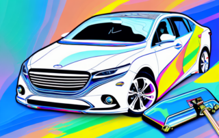 A car being wrapped in a glossy