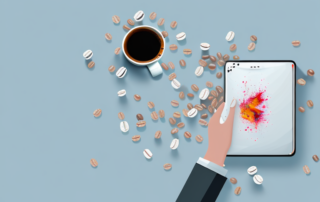 A broken vase and a spilled coffee on a laptop