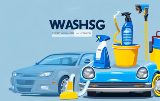 A variety of car washing tools such as a bucket