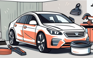 A car undergoing internal and external detailing