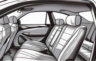 A car interior focusing on the fabric seats
