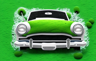 A convertible car covered in moss