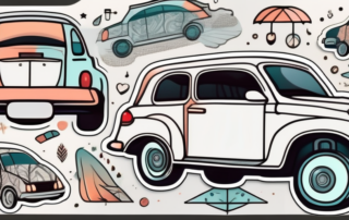 A car adorned with various unique and creative stickers