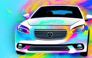 A car partially covered in a vibrant