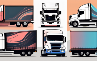 Several trucks in various colors