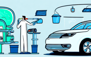 A car undergoing an ozone treatment in a service center