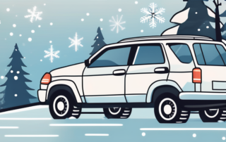 A car with winter tires in a snowy environment
