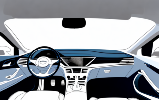 A car interior showcasing different areas (like dashboard