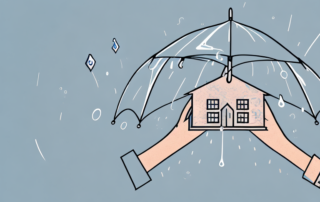 A protective umbrella covering a symbolic representation of a house