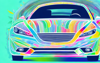 A car being decorated with a variety of colorful and stylish adhesive foils