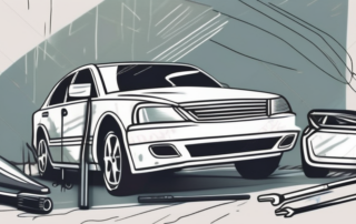 A car repair set with various tools spread out