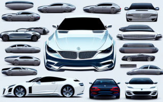 A variety of unique and creative car stickers placed on different parts of a sleek