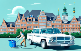 A car receiving detailed care and cleaning in a picturesque setting of krefeld