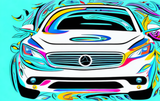 A car with vibrant and unique decals