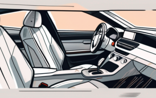 An interior view of a car showcasing a dashboard and seats made of plastic material