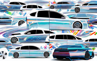 A car's rear windshield showcasing a variety of unique and stylish decals