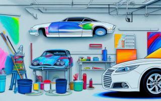 A car in a professional garage setting