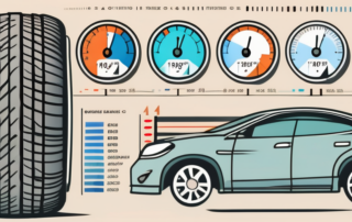 A car with a visible tire pressure gauge