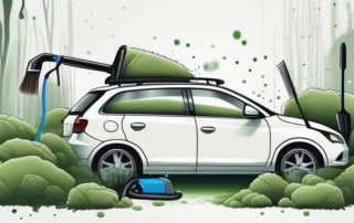 A car partly covered with moss