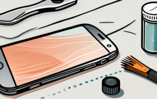 A smartphone screen with visible scratches