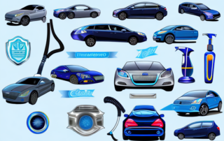 Several types of car upholstery cleaners placed on a car seat