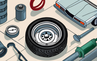 A 185/65 r15 tire with a pressure gauge inserted into its valve