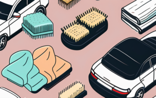 Various car cleaning products like soap