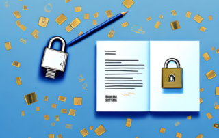 A broken padlock on the ground with a shining insurance policy document in the backdrop