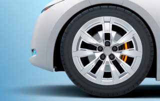 A car wheel with a shiny