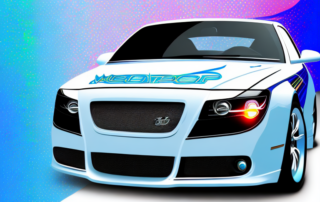 A car half-covered with a vibrant