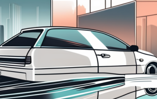 A variety of plastic cleaning products arranged on a car's hood