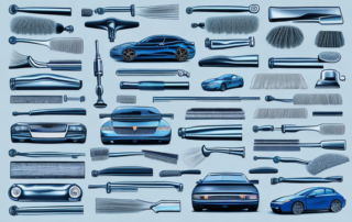 Various car detailing tools like a vacuum cleaner