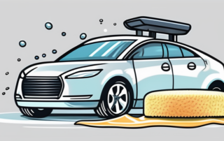 Various car cleaning products like a soap bottle