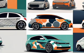Various car models showcasing different partial wrap designs
