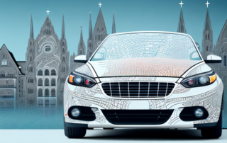 A car being wrapped in a protective film