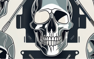 A skull being wrapped in a shiny