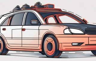 A car with various parts highlighted