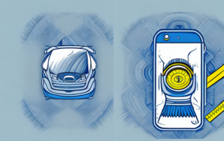 A car door with a step-by-step process of applying a sticker