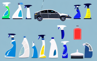 Various car windshield cleaners on a shelf