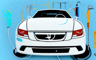 A car in a professional garage setting