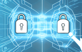 Two identical keys unlocking a digital lock on a computer screen