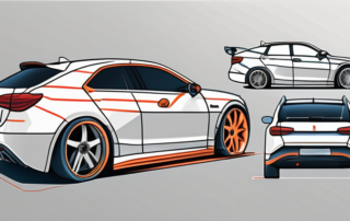 A car with different sections marked for tuning